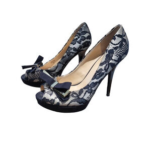 Guess Black Heels Shoe size 8 Black Lace Sexy Stiletto Dress Shoe Platform  #705